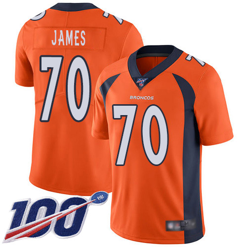 Men Denver Broncos #70 Ja Wuan James Orange Team Color Vapor Untouchable Limited Player 100th Season Football NFL Jersey